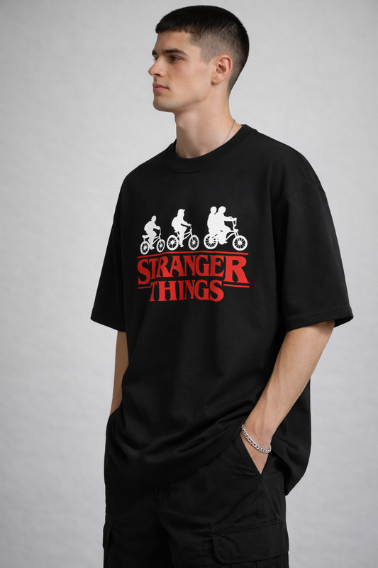 Stranger Things Black Oversized T-Shirt