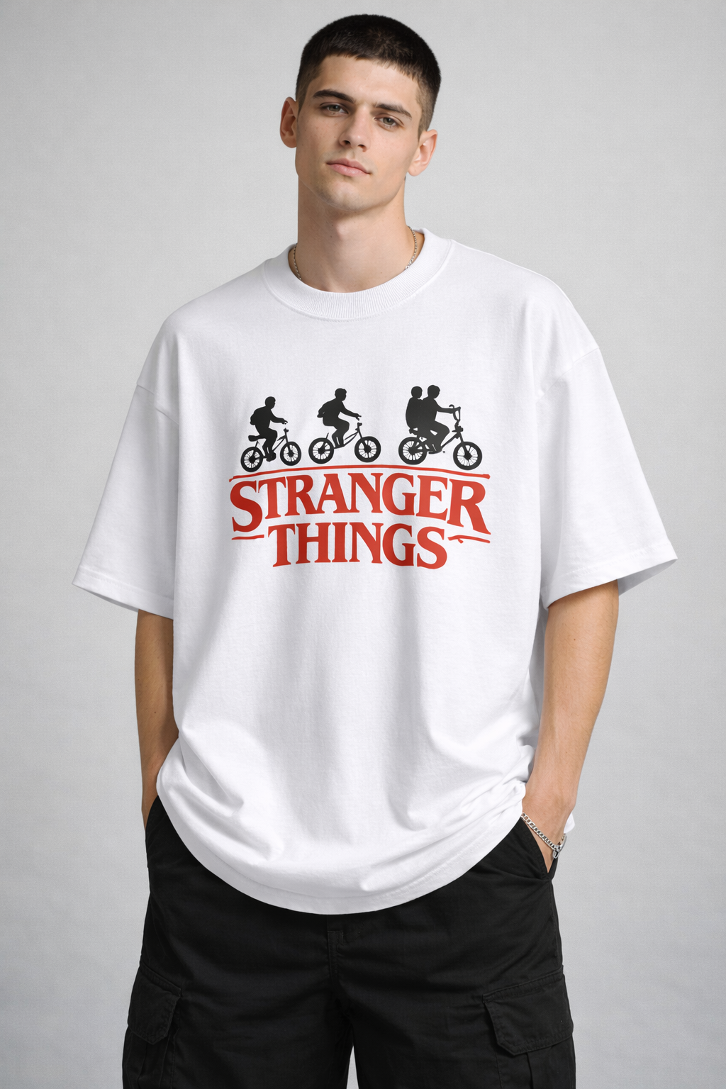 Stranger Things White Oversized T-Shirt