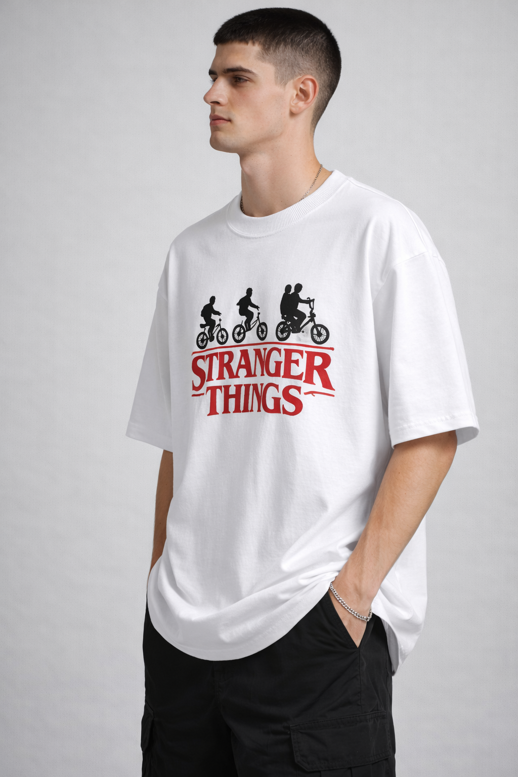 Stranger Things White Oversized T-Shirt
