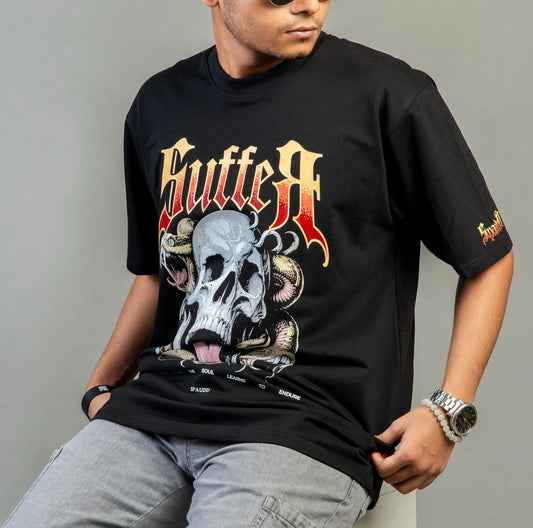 "Suffer" Graphic Oversized T-Shirt | Unisex Gothic Streetwear