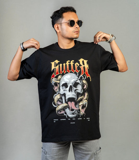 "Suffer" Graphic Oversized T-Shirt | Unisex Gothic Streetwear